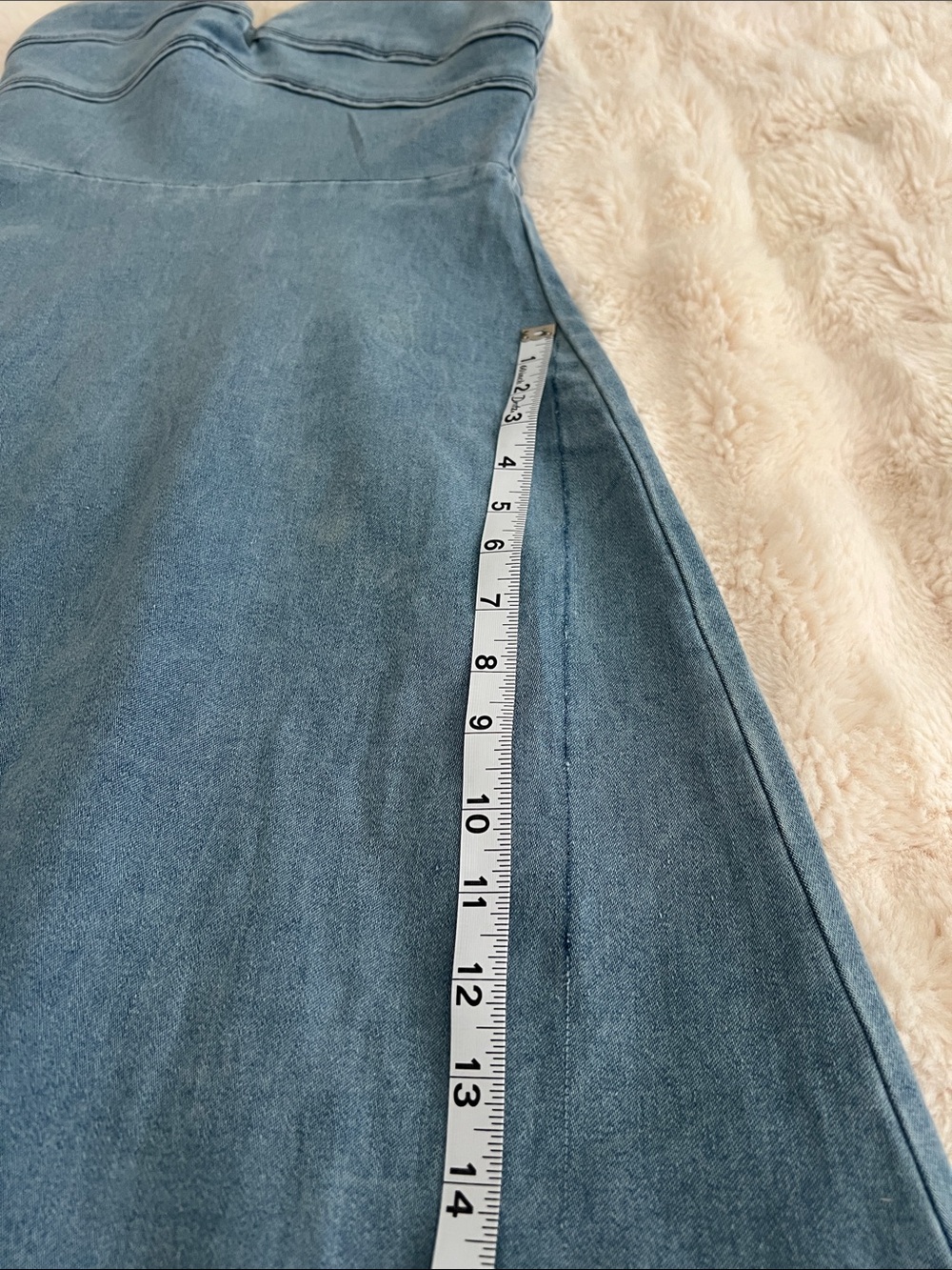 Selfie Leslie Here Comes The Sun Light Blue Denim Maxi Dress size Small NWT - Picture 15 of 16